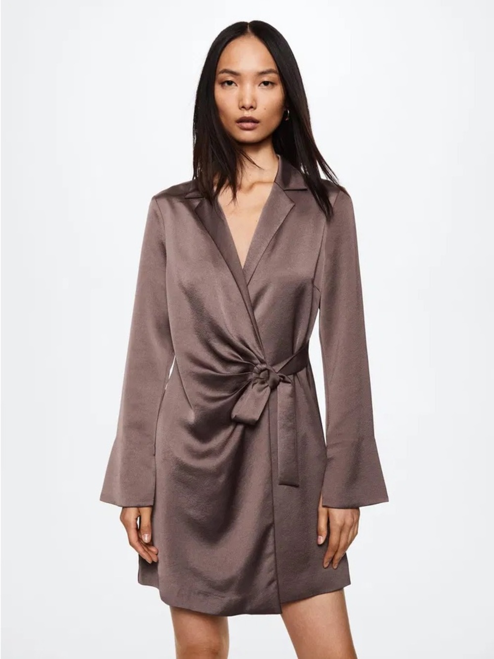 NWT Mango Satin Shirt Dress in Burgundy
